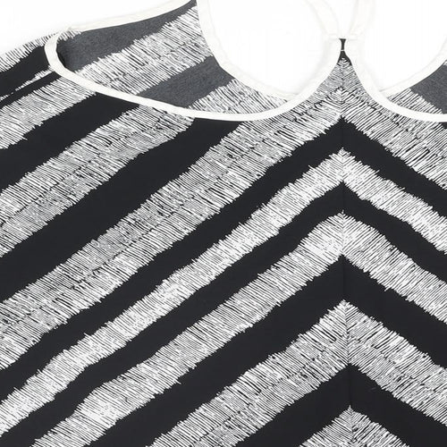 Very Womens Black Striped Polyester Camisole Blouse Size 10 Scoop Neck