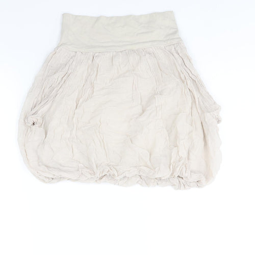 Zara Womens Beige Polyester A-Line Skirt Size S - Mushroom