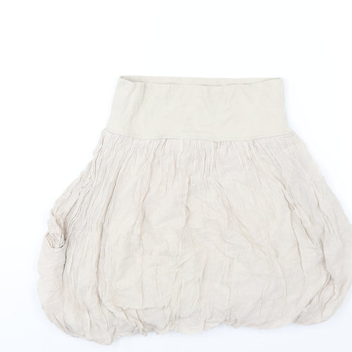 Zara Womens Beige Polyester A-Line Skirt Size S - Mushroom
