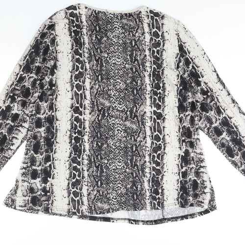 Emilia Womens Grey Animal Print Polyester Basic Blouse Size XL Round Neck - Snake Print