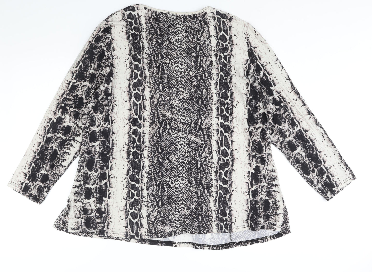 Emilia Womens Grey Animal Print Polyester Basic Blouse Size XL Round Neck - Snake Print