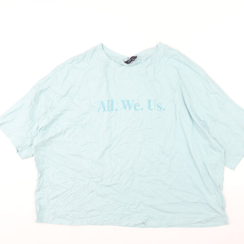 Marks and Spencer Womens Blue Cotton Basic T-Shirt Size 22 Crew Neck - All. We. Us