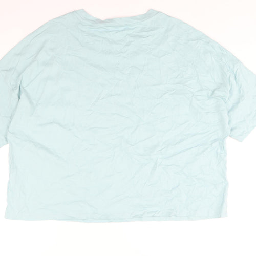 Marks and Spencer Womens Blue Cotton Basic T-Shirt Size 22 Crew Neck - All. We. Us