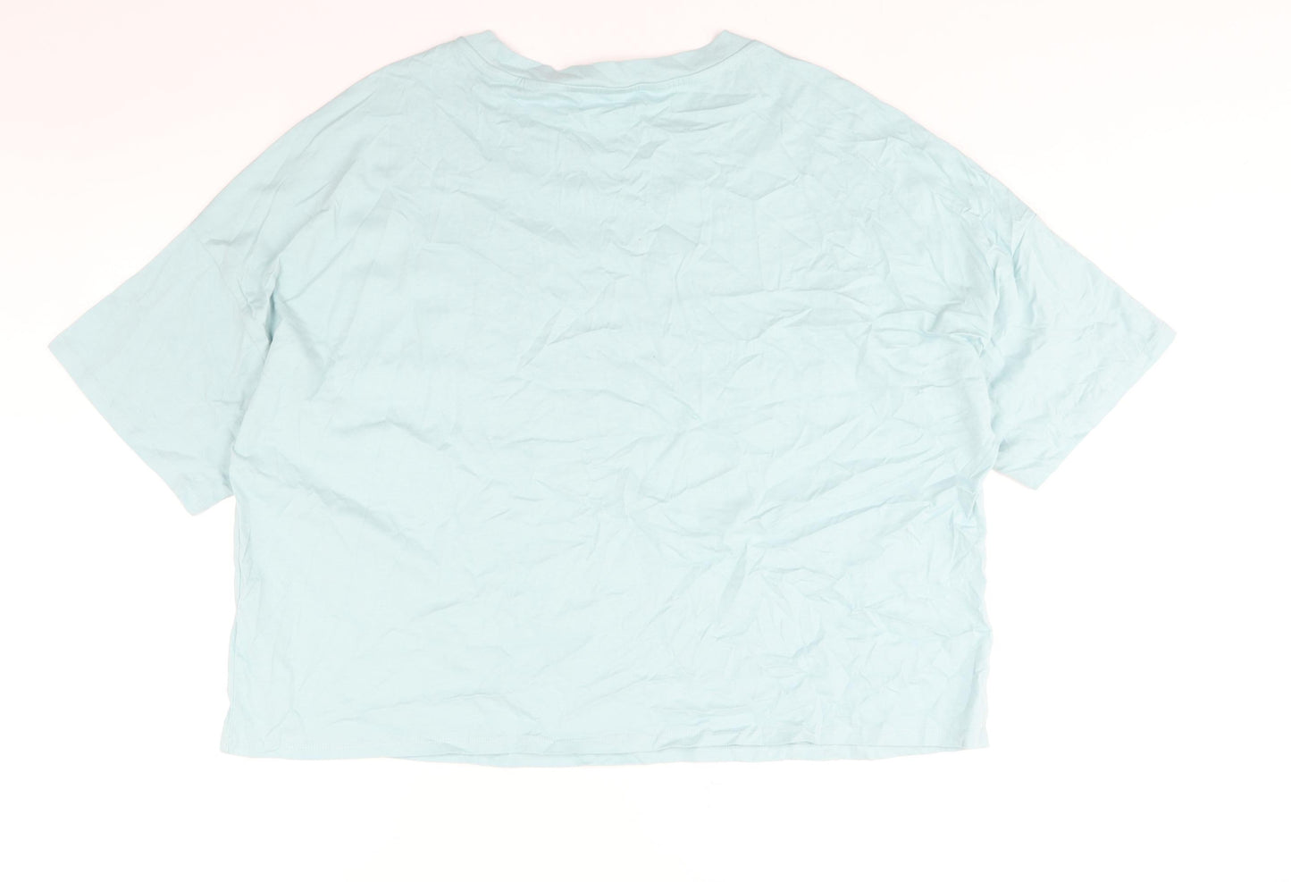 Marks and Spencer Womens Blue Cotton Basic T-Shirt Size 22 Crew Neck - All. We. Us
