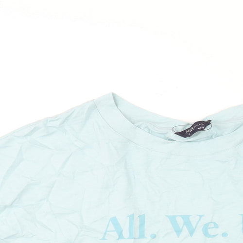 Marks and Spencer Womens Blue Cotton Basic T-Shirt Size 22 Crew Neck - All. We. Us