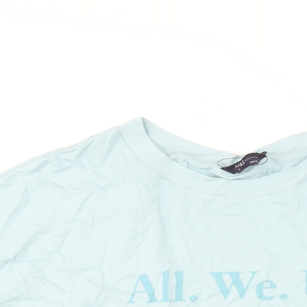 Marks and Spencer Womens Blue Cotton Basic T-Shirt Size 22 Crew Neck - All. We. Us