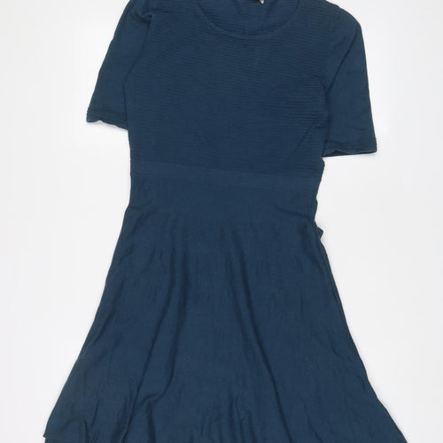 Oasis Womens Blue Cotton A-Line Size M Crew Neck Pullover