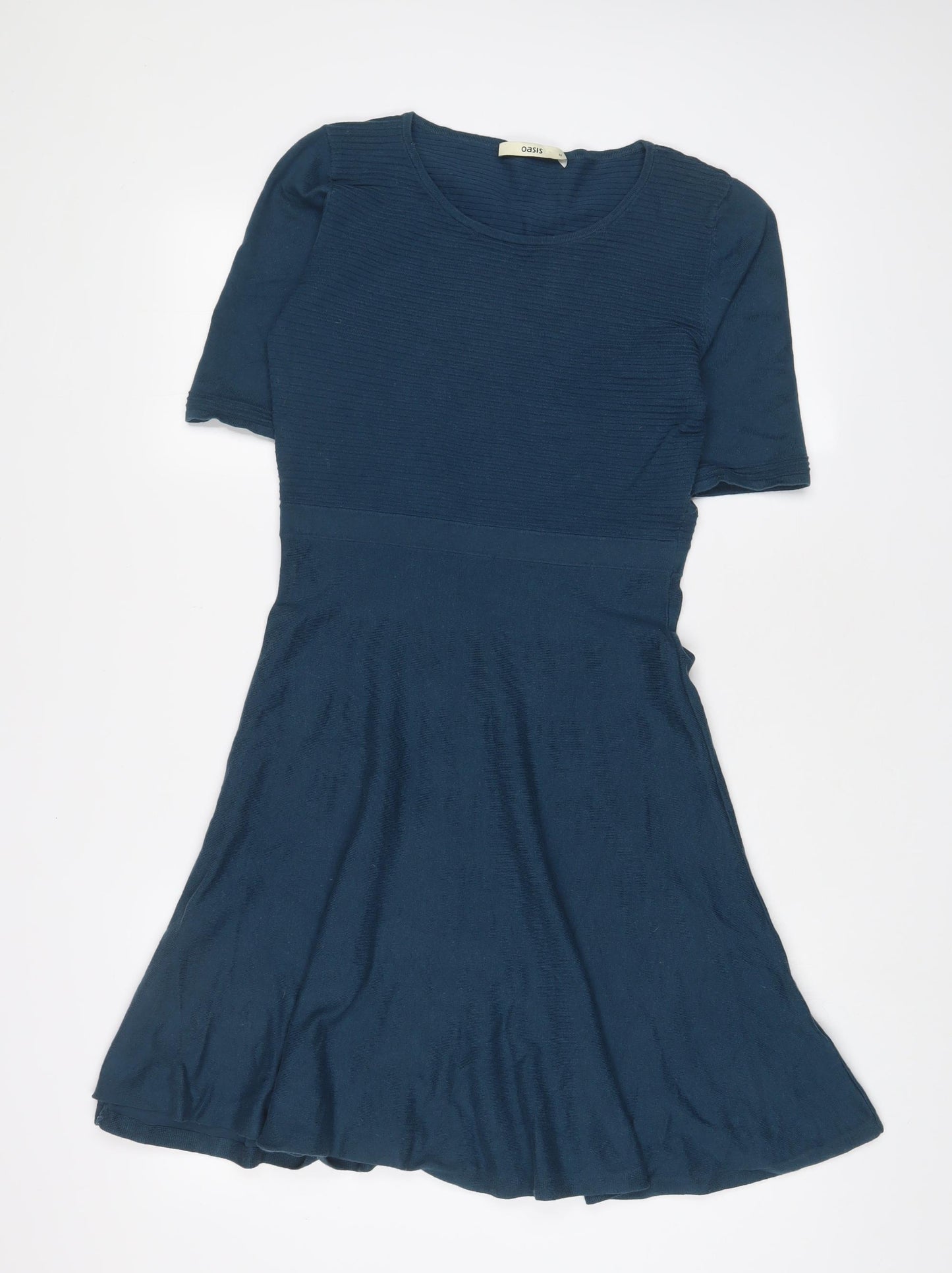 Oasis Womens Blue Cotton A-Line Size M Crew Neck Pullover