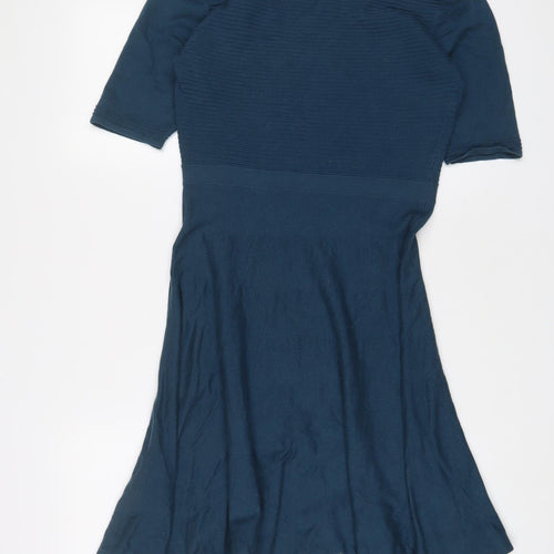 Oasis Womens Blue Cotton A-Line Size M Crew Neck Pullover