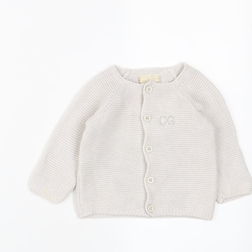 Toffee Moon Girls White Cotton Cardigan Jumper Size 6-9 Months Button - 6-12 Months