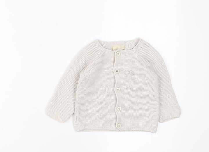Toffee Moon Girls White Cotton Cardigan Jumper Size 6-9 Months Button - 6-12 Months