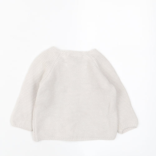 Toffee Moon Girls White Cotton Cardigan Jumper Size 6-9 Months Button - 6-12 Months