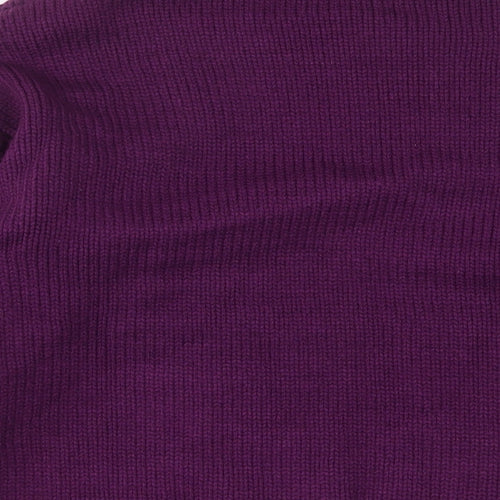 Bonmarché Womens Purple Round Neck Acrylic Pullover Jumper Size 10