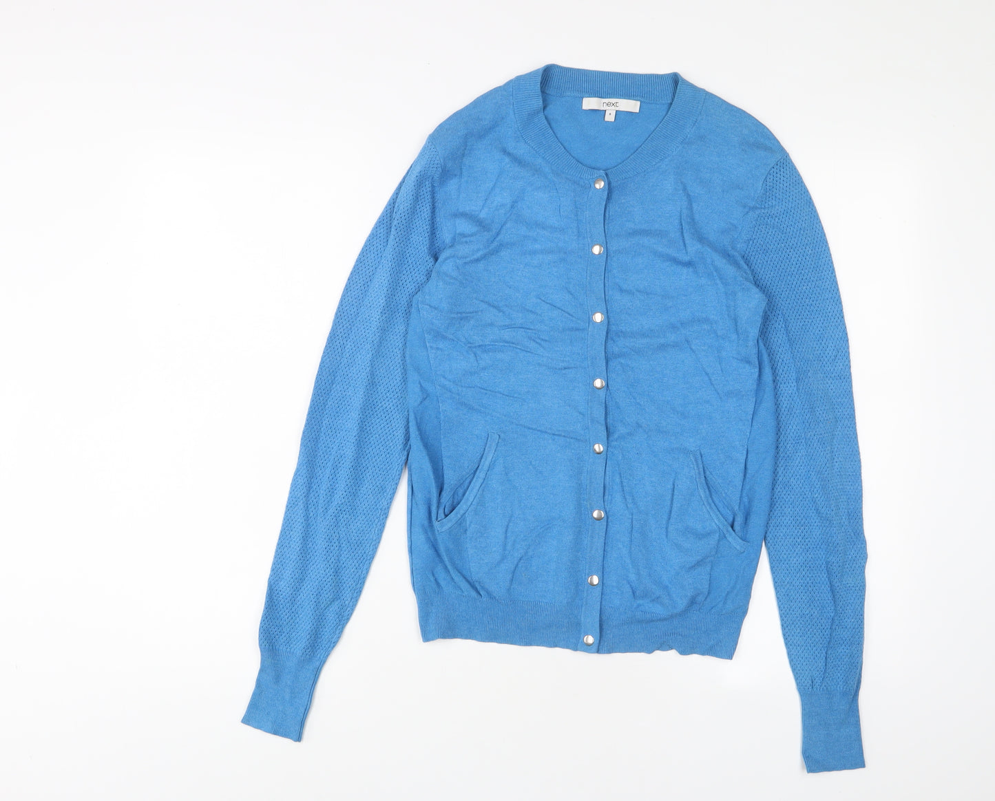 NEXT Womens Blue Round Neck Viscose Cardigan Jumper Size 8