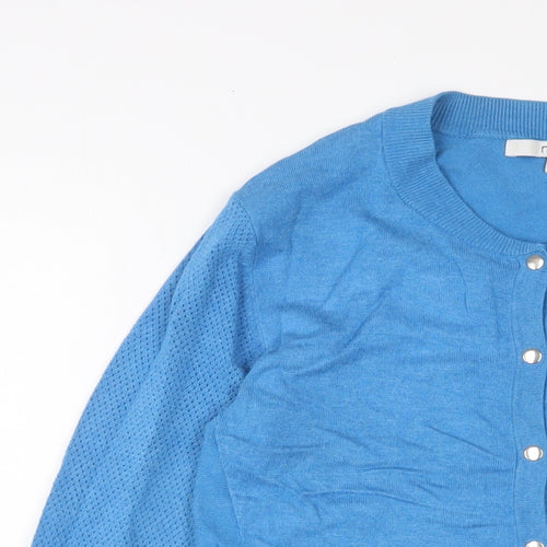 NEXT Womens Blue Round Neck Viscose Cardigan Jumper Size 8