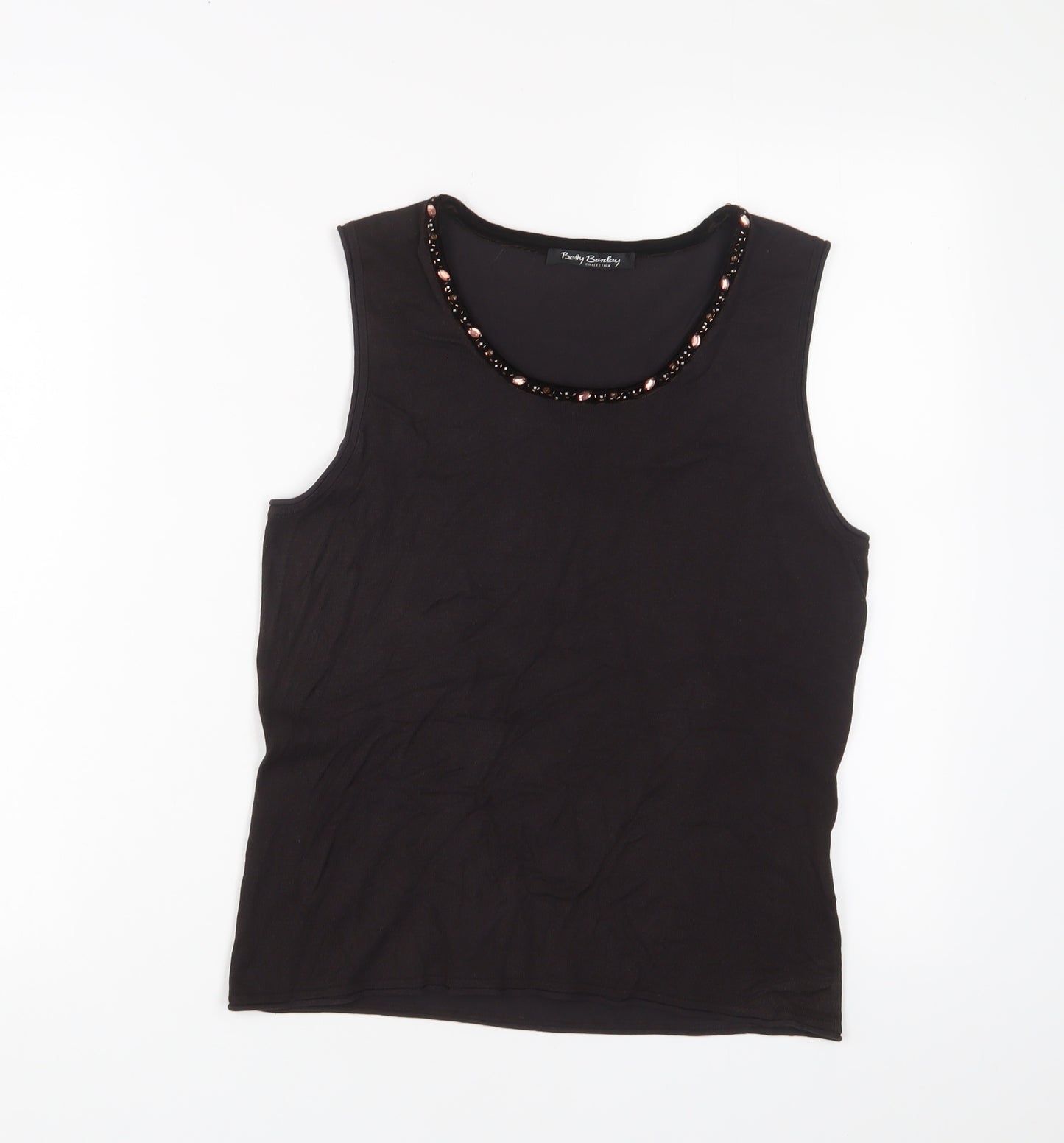 Betty Barclay Womens Brown Viscose Basic Tank Size 12 Scoop Neck - Beaded