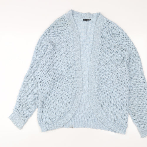 Warehouse Womens Blue V-Neck Acrylic Cardigan Jumper Size S - Open