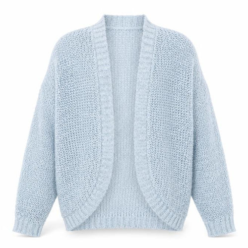 Warehouse Womens Blue V-Neck Acrylic Cardigan Jumper Size S - Open