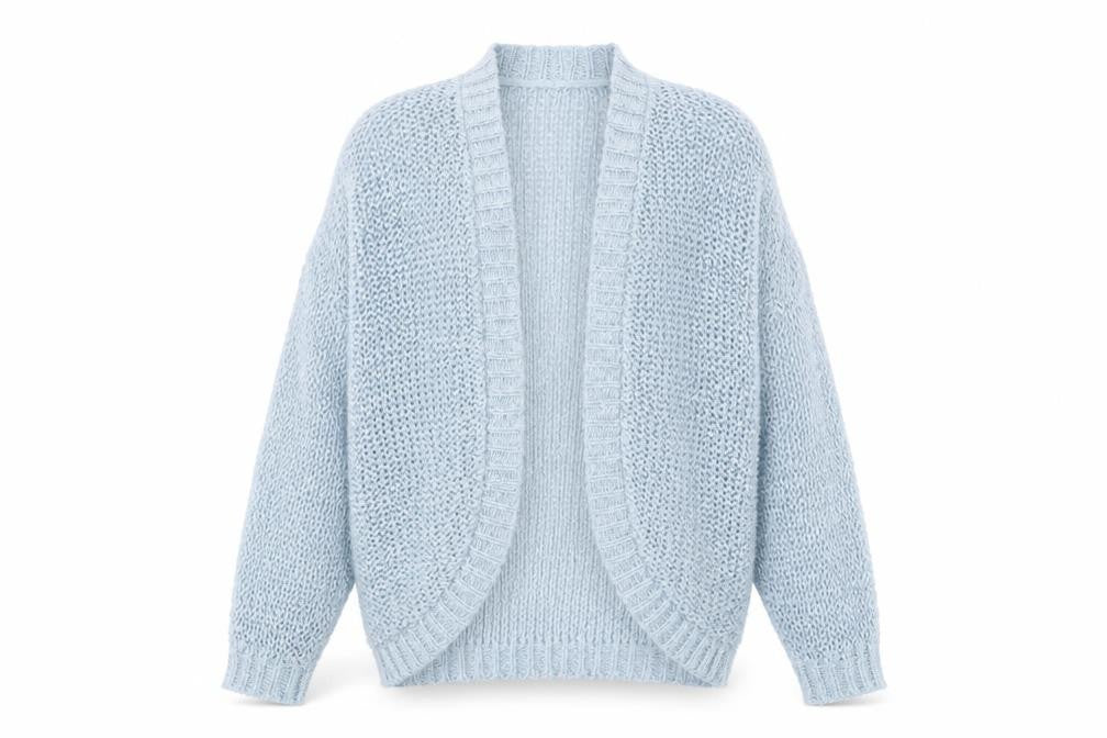 Warehouse Womens Blue V-Neck Acrylic Cardigan Jumper Size S - Open
