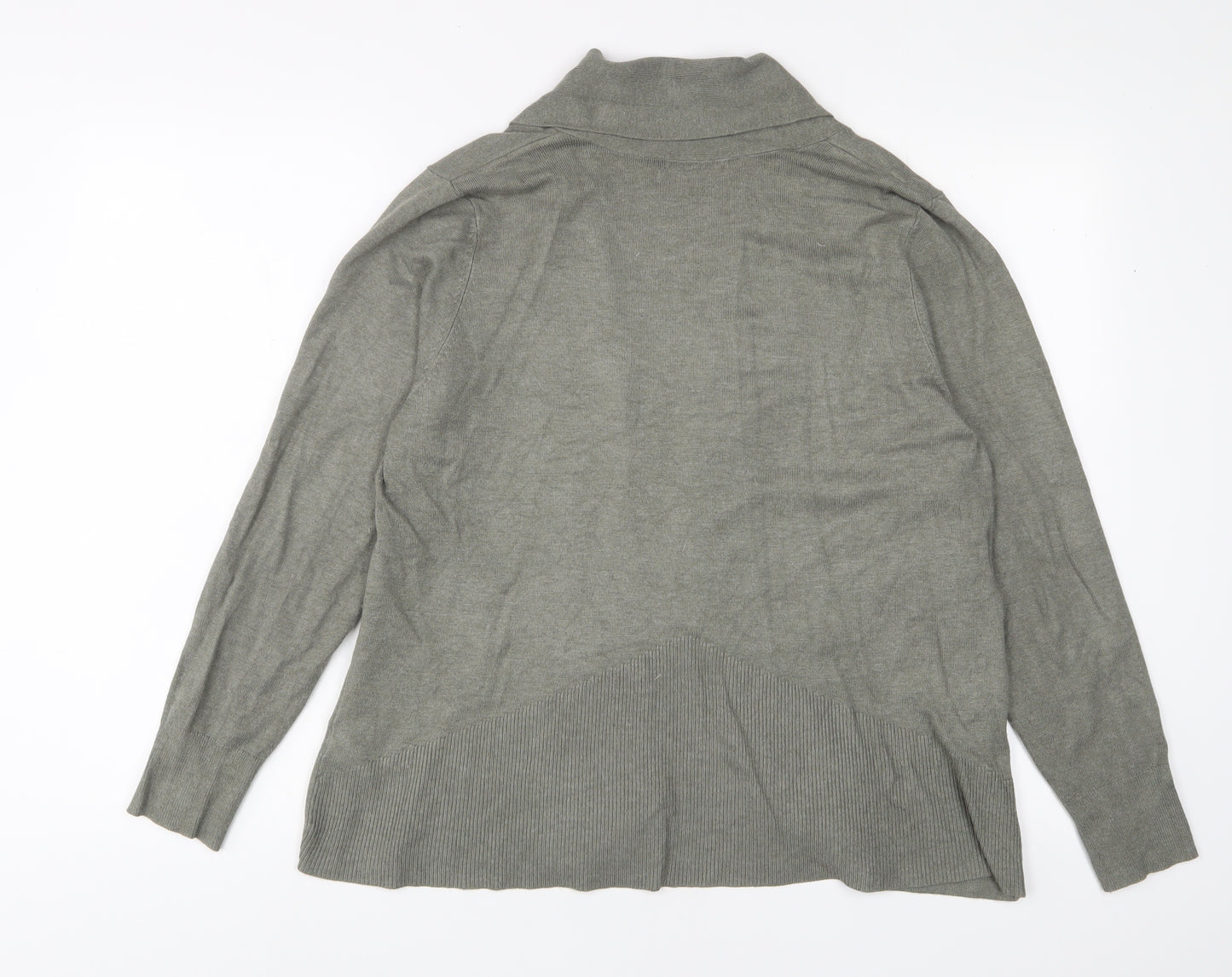 Classic Womens Green V-Neck Viscose Cardigan Jumper Size 18 - Open