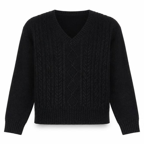 Blues Club Womens Black V-Neck Acrylic Pullover Jumper Size L