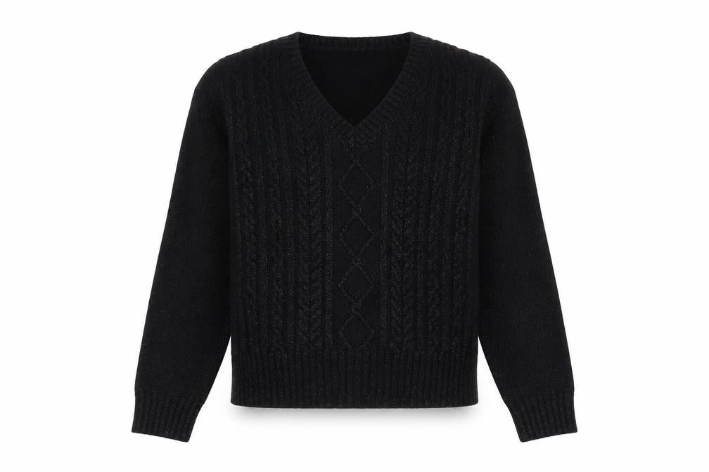 Blues Club Womens Black V-Neck Acrylic Pullover Jumper Size L