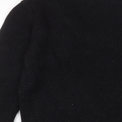 Blues Club Womens Black V-Neck Acrylic Pullover Jumper Size L