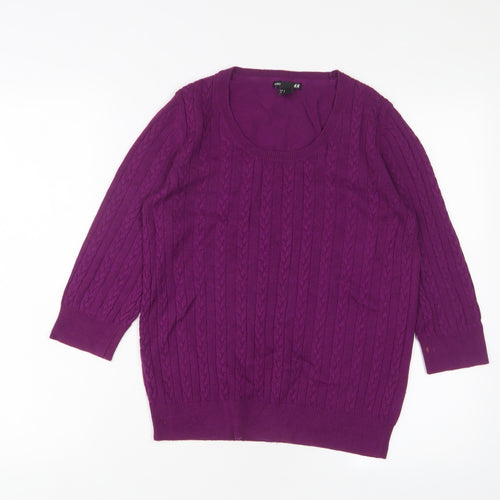 H&M Womens Purple Scoop Neck Acrylic Pullover Jumper Size M