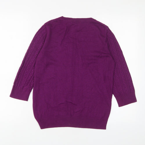 H&M Womens Purple Scoop Neck Acrylic Pullover Jumper Size M