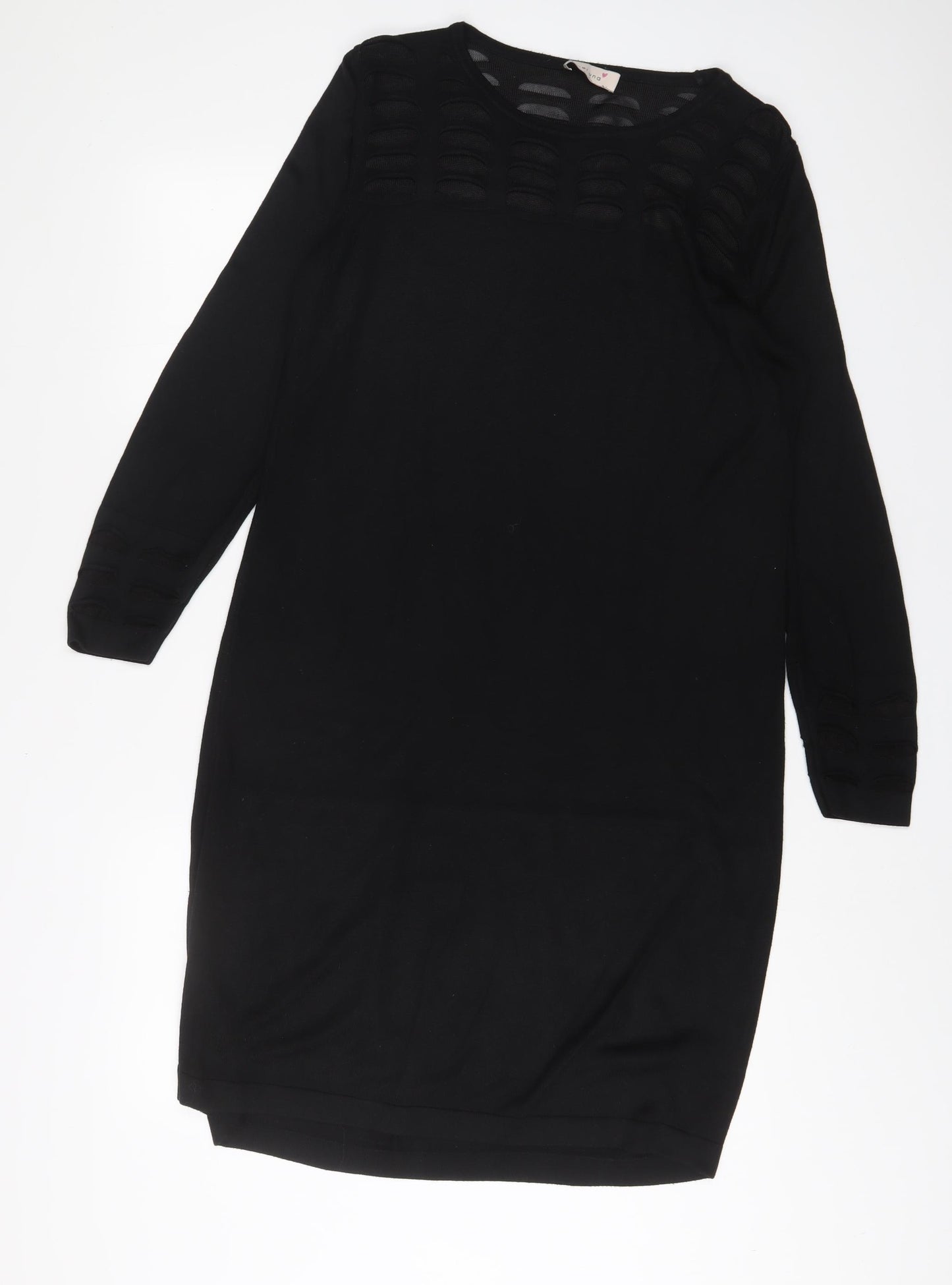 Per Una Womens Black Viscose Jumper Dress Size 14 Boat Neck Pullover