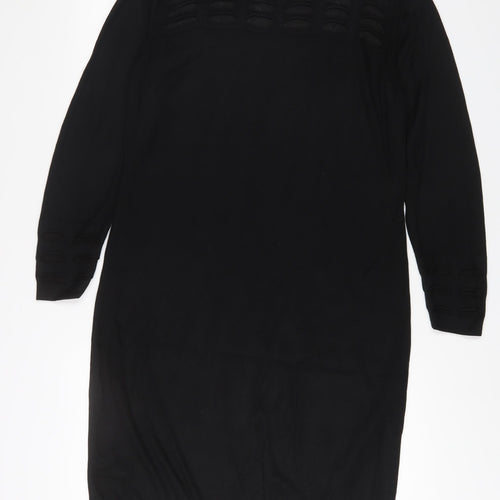 Per Una Womens Black Viscose Jumper Dress Size 14 Boat Neck Pullover