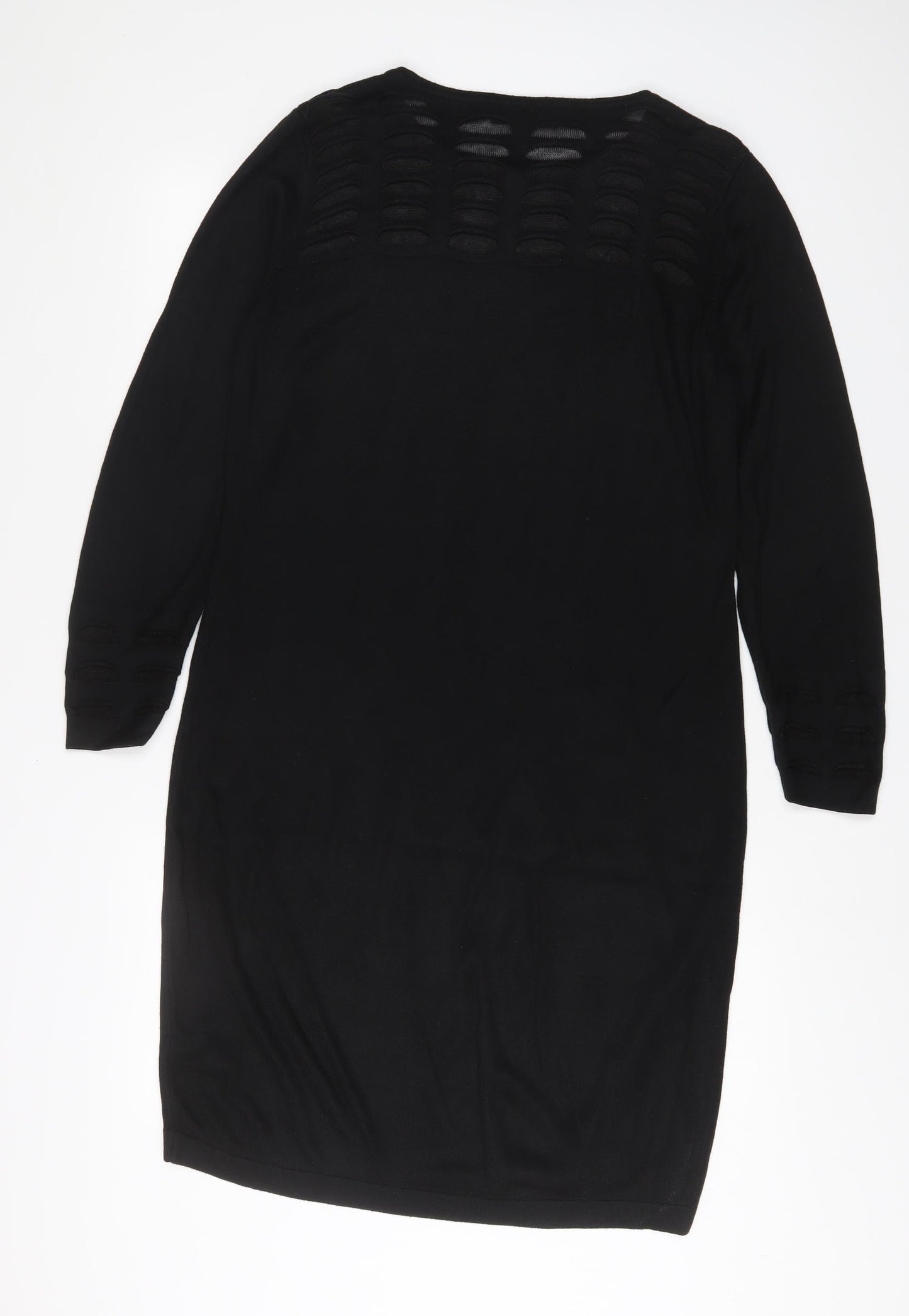 Per Una Womens Black Viscose Jumper Dress Size 14 Boat Neck Pullover