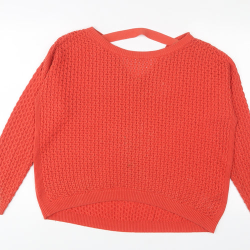 New Look Womens Red Boat Neck Acrylic Pullover Jumper Size 12