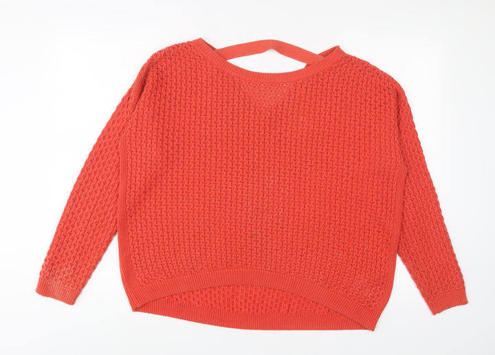 New Look Womens Red Boat Neck Acrylic Pullover Jumper Size 12