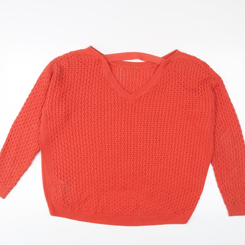 New Look Womens Red Boat Neck Acrylic Pullover Jumper Size 12