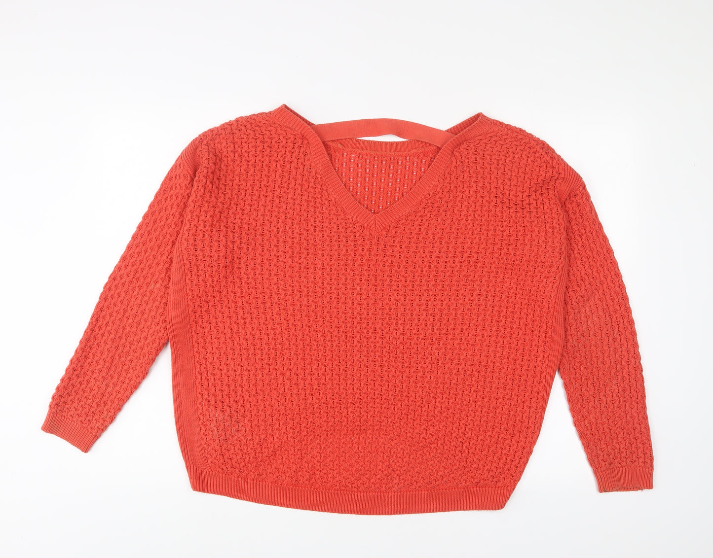 New Look Womens Red Boat Neck Acrylic Pullover Jumper Size 12