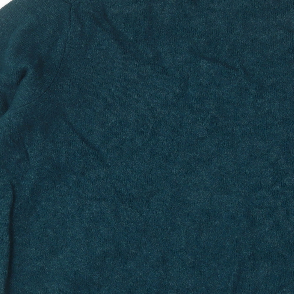 Marks and Spencer Mens Green Crew Neck Wool Pullover Jumper Size XL Long Sleeve