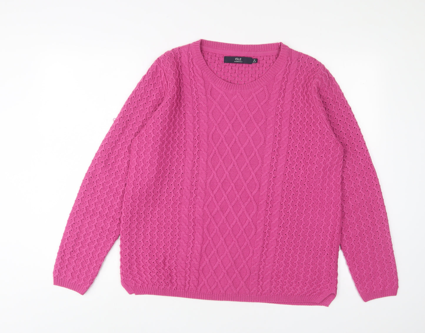 EWM Womens Pink Crew Neck Acrylic Pullover Jumper Size M