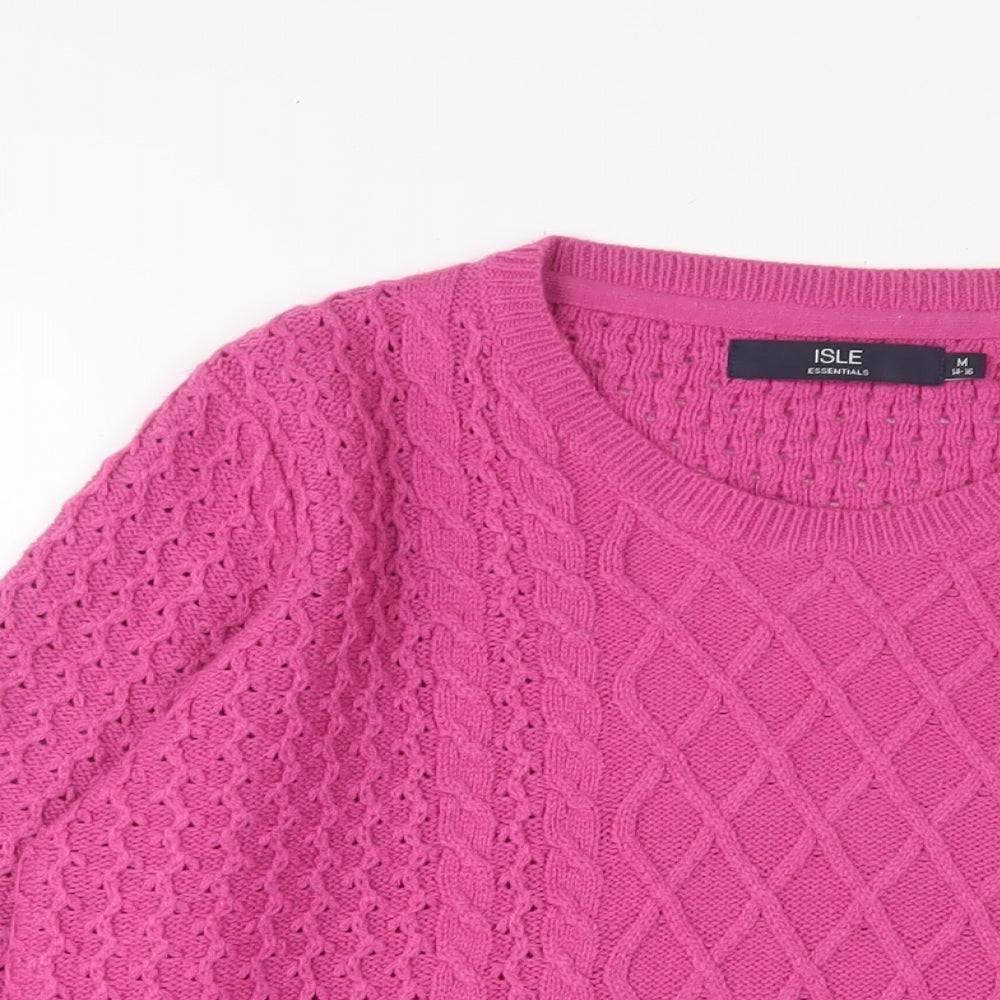 EWM Womens Pink Crew Neck Acrylic Pullover Jumper Size M