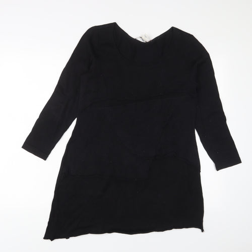 Peruvian Connection Womens Black Cotton Jumper Dress Size M Scoop Neck Pullover