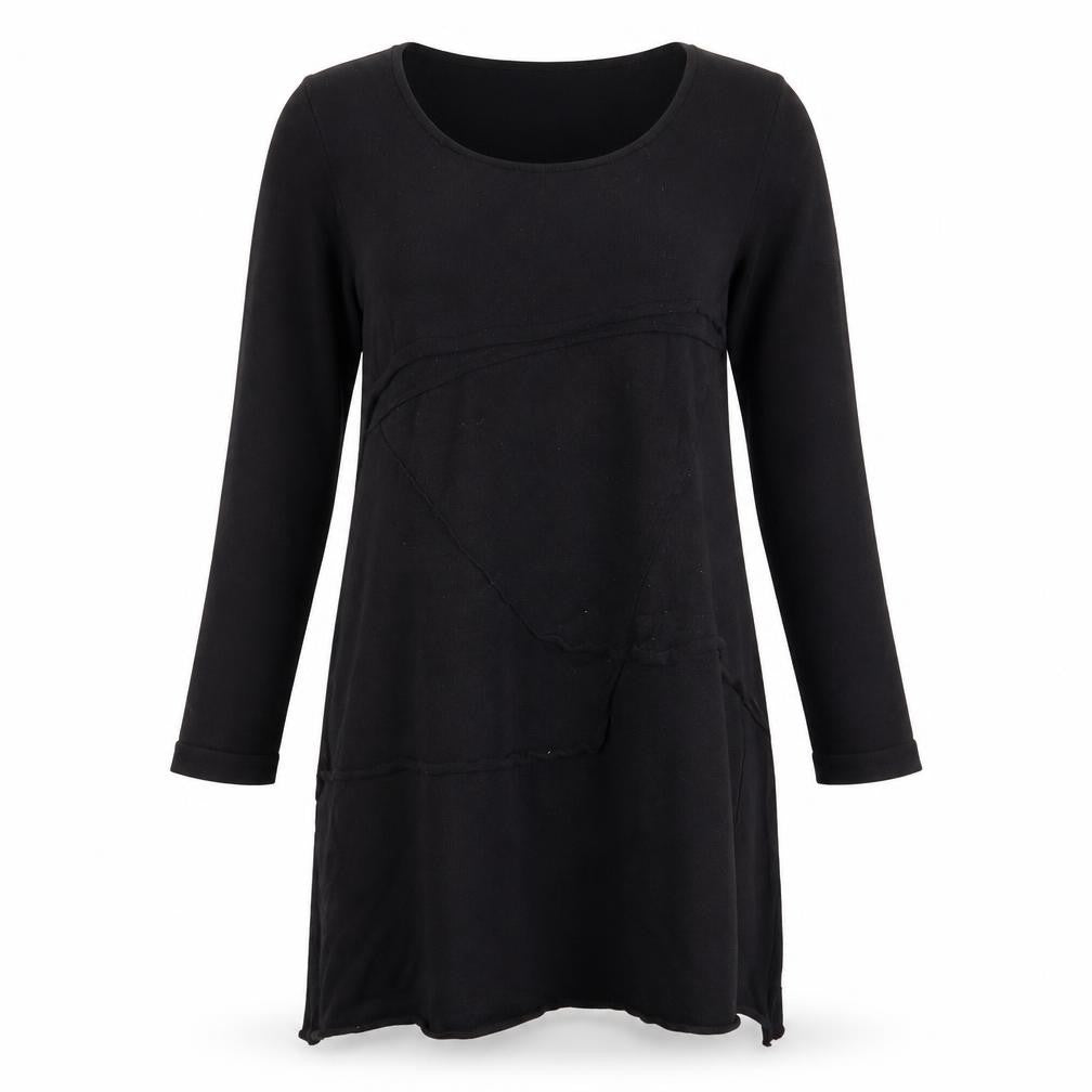 Peruvian Connection Womens Black Cotton Jumper Dress Size M Scoop Neck Pullover