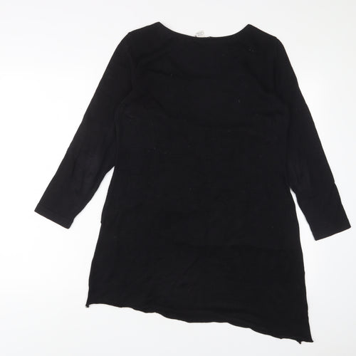 Peruvian Connection Womens Black Cotton Jumper Dress Size M Scoop Neck Pullover