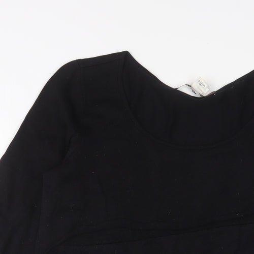 Peruvian Connection Womens Black Cotton Jumper Dress Size M Scoop Neck Pullover