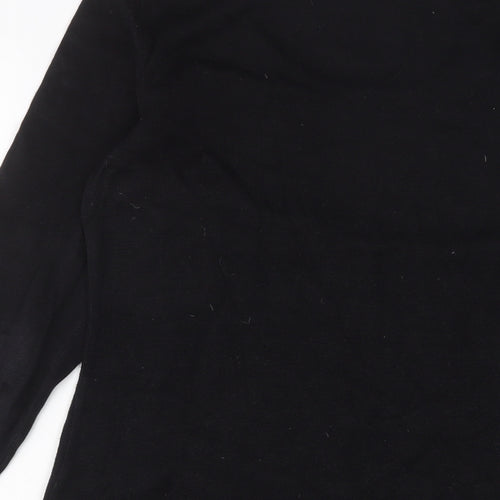 Peruvian Connection Womens Black Cotton Jumper Dress Size M Scoop Neck Pullover