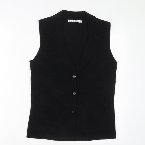 Emreco Womens Black V-Neck Acrylic Cardigan Jumper Size 12
