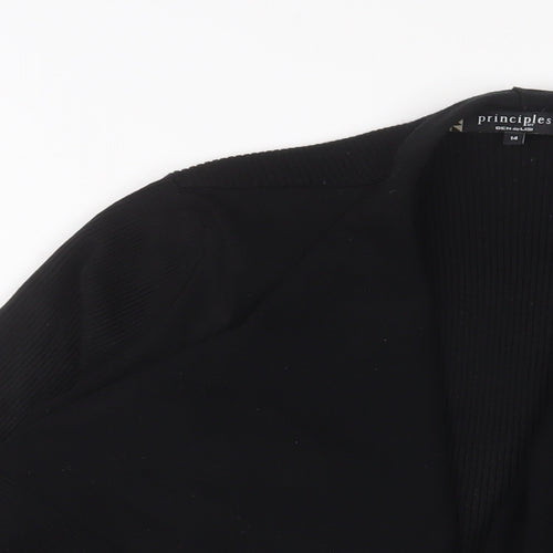 Principles Womens Black V-Neck Acrylic Cardigan Jumper Size 14 - Open