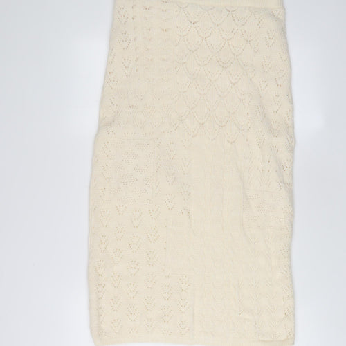 Marks and Spencer Womens Beige Acrylic A-Line Skirt Size M