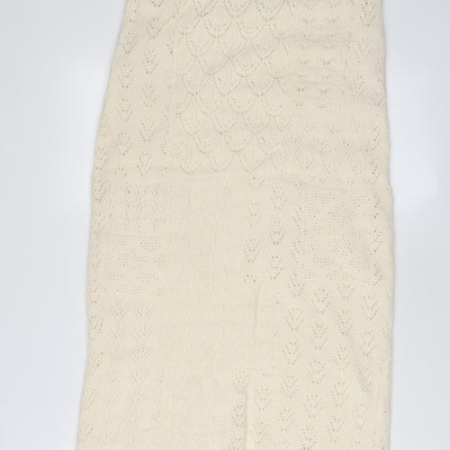 Marks and Spencer Womens Beige Acrylic A-Line Skirt Size M