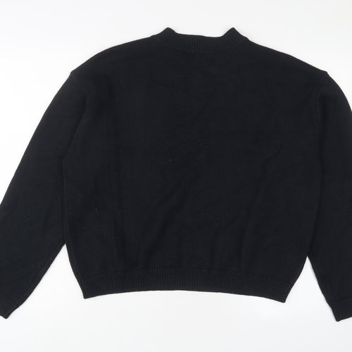 Marks and Spencer Womens Black V-Neck Cotton Pullover Jumper Size M