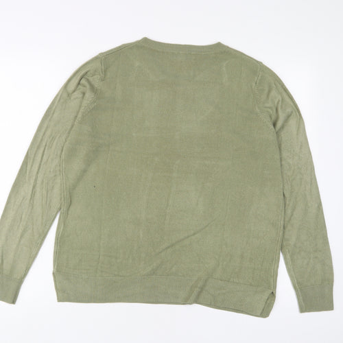 Marks and Spencer Womens Green Crew Neck Acrylic Pullover Jumper Size 16